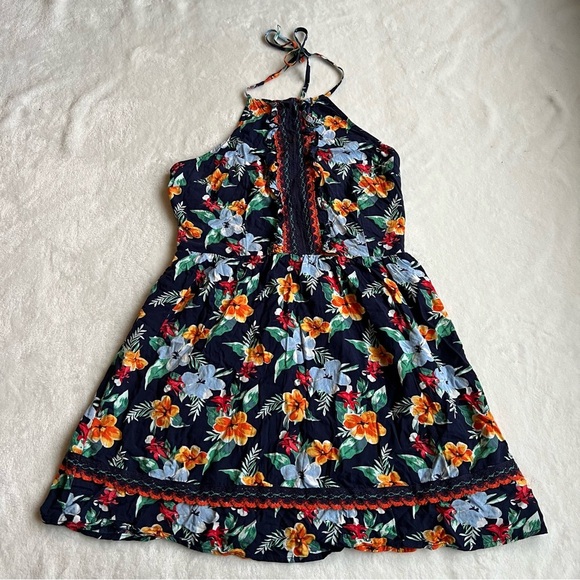 Garage Orange and Blue Halter Sundress - Picture 1 of 8